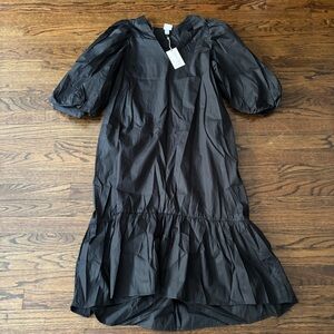 NWT A New Day Black Puff Sleeve Cotton Tiered Cottagecore Game Day Dress Size M